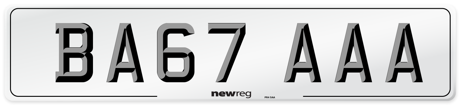 BA67 AAA Number Plate from New Reg